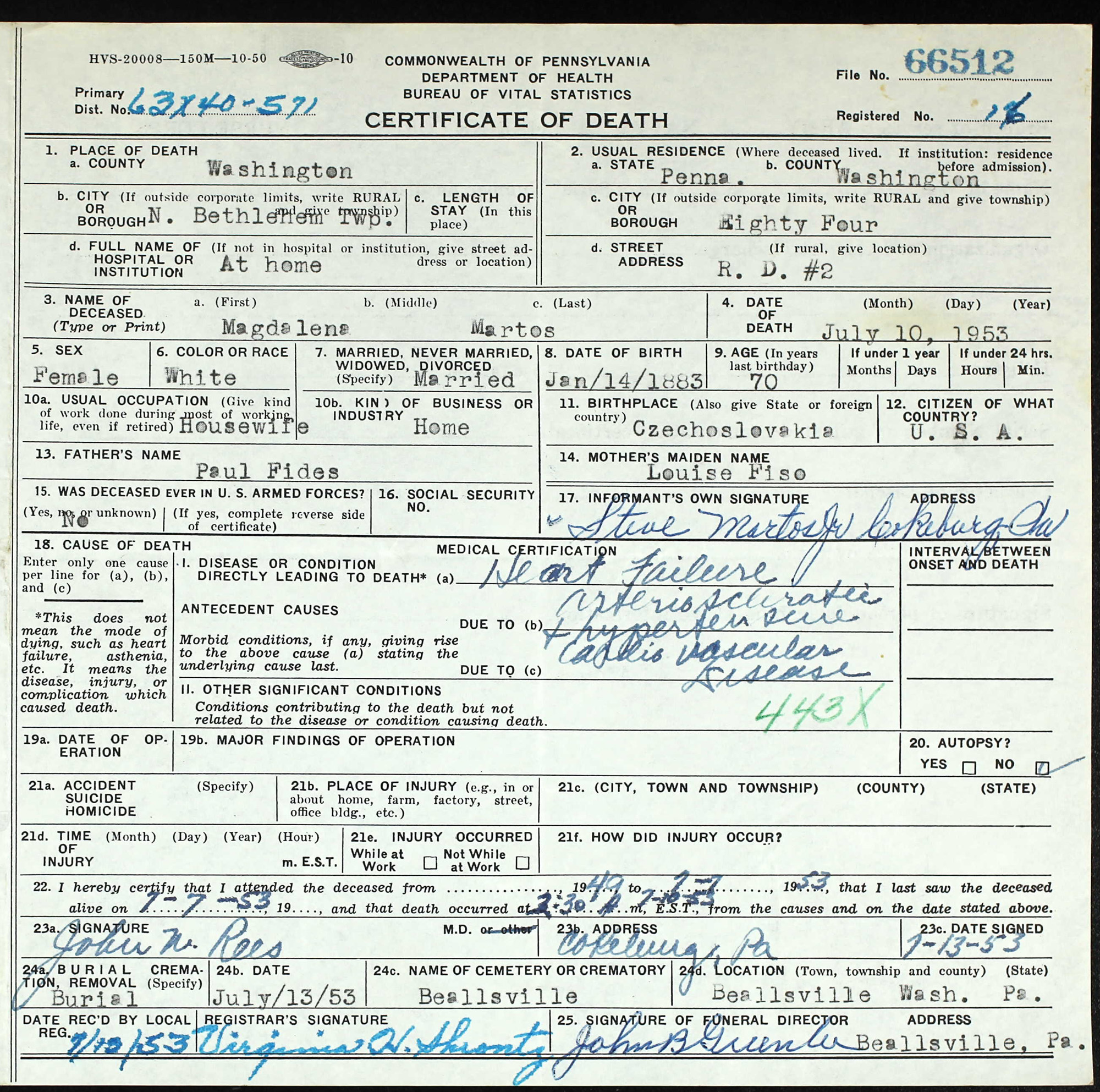 death certificate